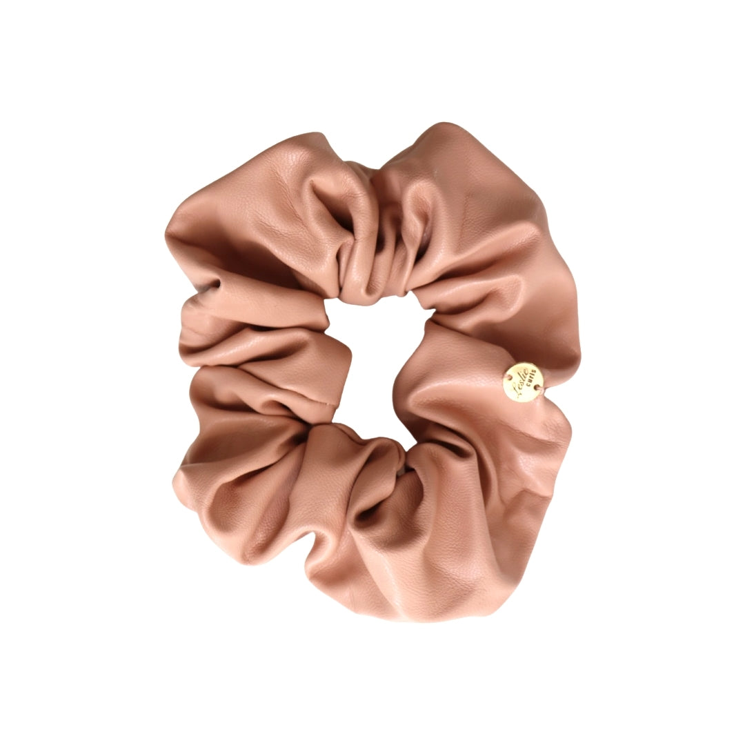 Vegan Leather Scrunchies in Vintage Rose