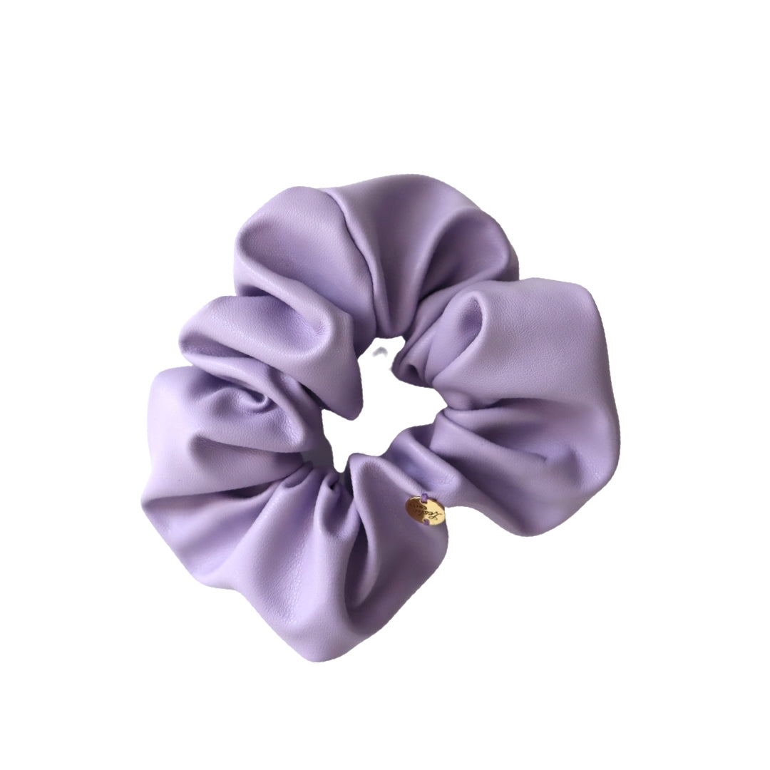 Vegan Leather Scrunchies in Lilac