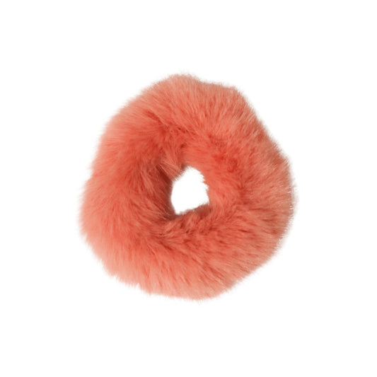 Faux Mink Scrunchies in Coral