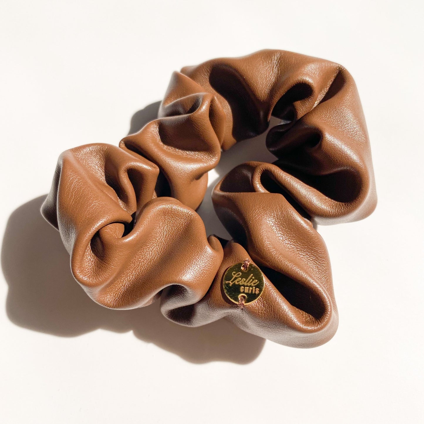 Vegan Leather Scrunchies in Chocolate