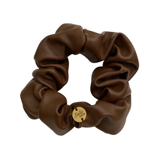 Vegan Leather Scrunchies in Chocolate