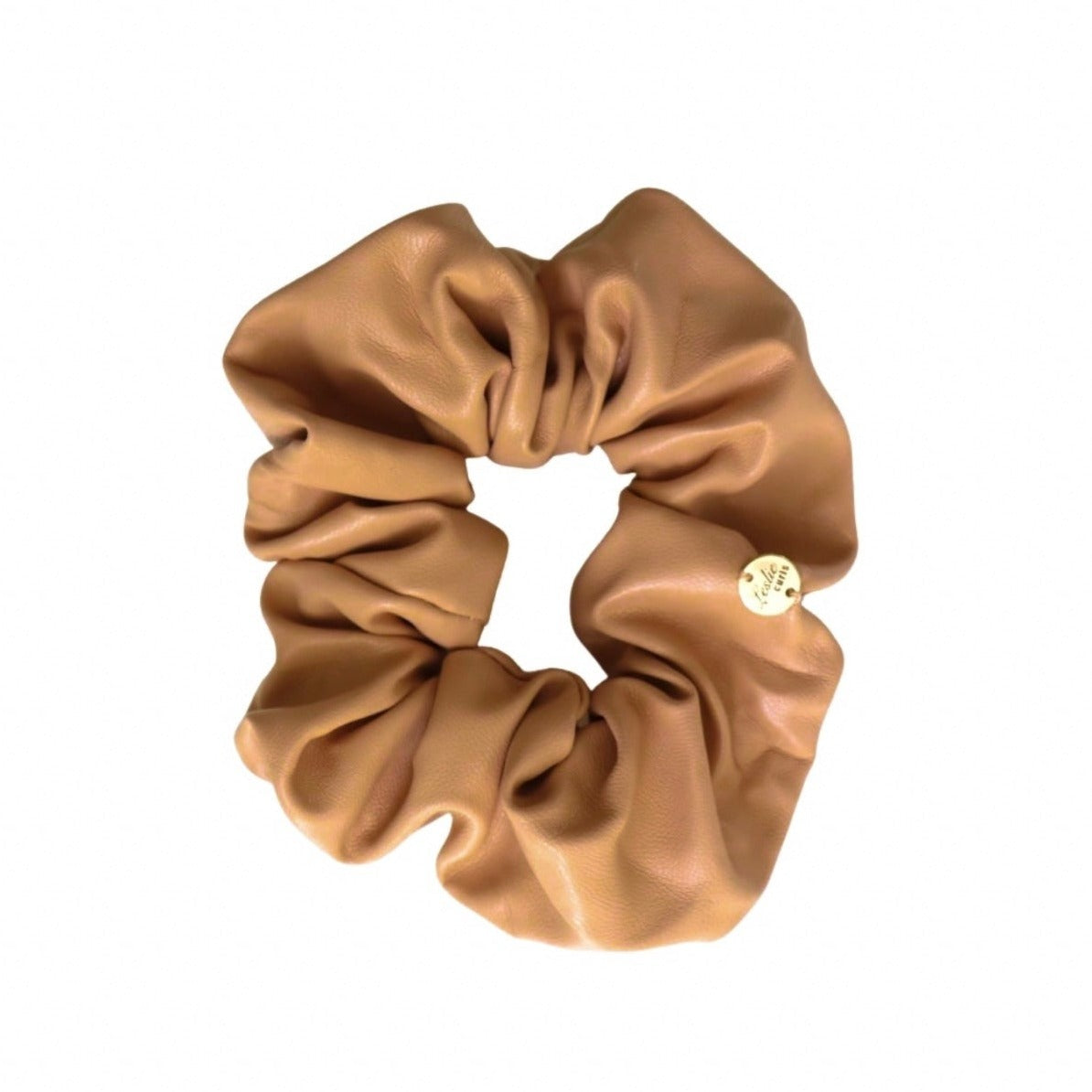 Vegan Leather Scrunchies in Latte