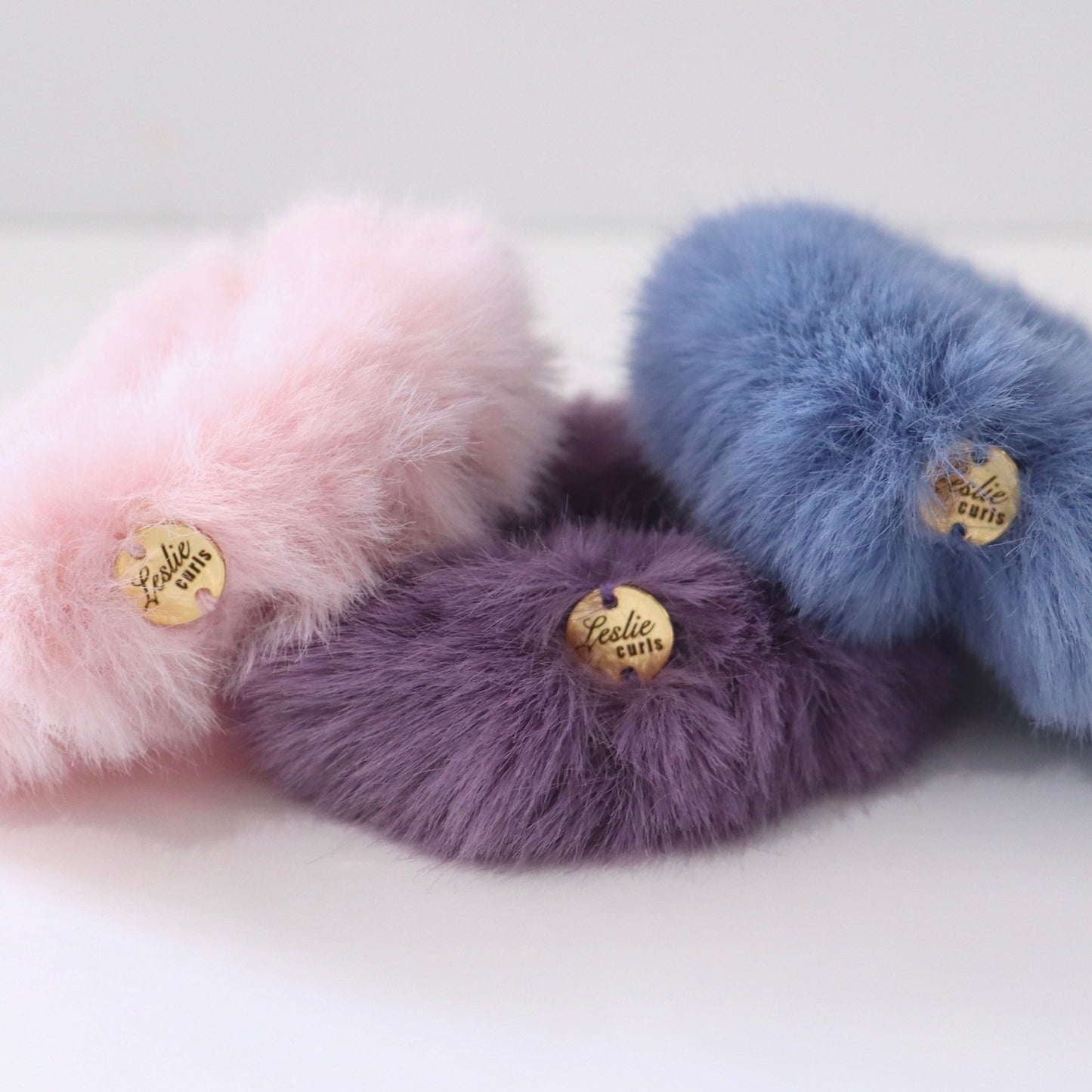 Faux Mink Scrunchies in Lavender